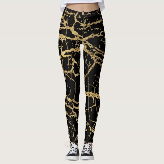 Leggings Gold Marbling Texture : Elément Design Luxe (Devant)