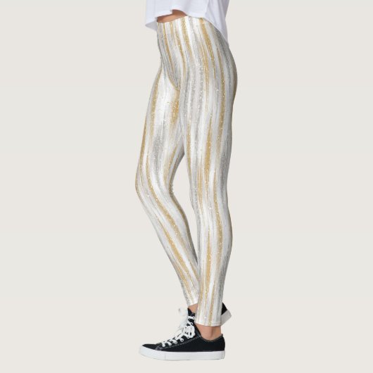 Leggings Gold Silver Chic Glam Glitzy Stripes (Gauche)