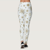 Leggings Gold Snowflakes Design blanc (Dos)