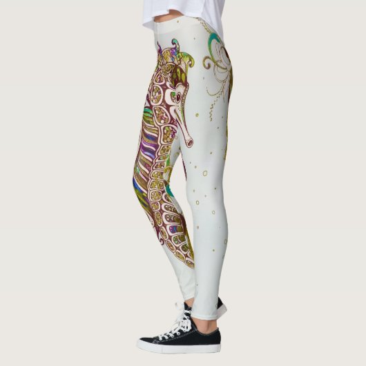 Leggings Gold Summer Rainbow Seahorse Parties scintillant (Gauche)