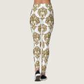 Leggings Gold & White Damask Chic Modern Elegant Motif (Dos)