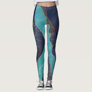 Leggings Golden Banana Leaf : Motif de luxe.