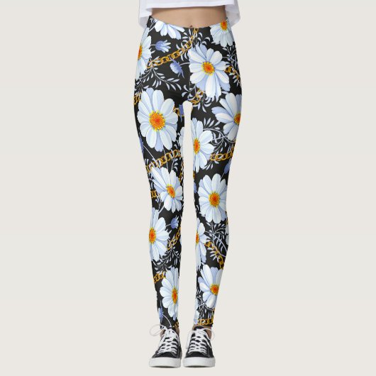 Leggings Golden Baroque : Floral Chain Texture (Devant)