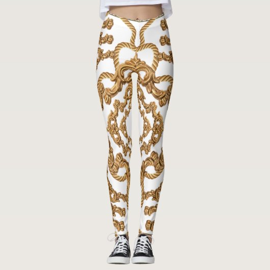 Leggings Golden Baroque : Luxueux Design Ornament. (Devant)