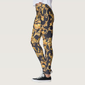 Leggings Golden Baroque, Scroll Feuille Motif. (Gauche)