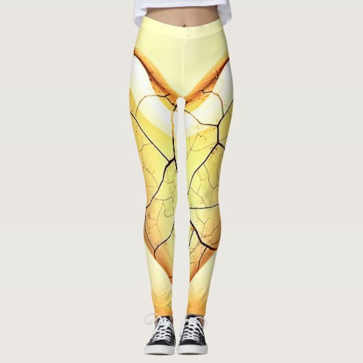 Leggings Golden Cracked Heart Art (Devant)
