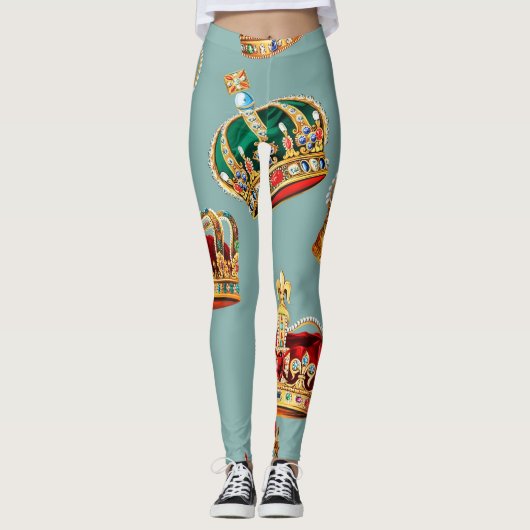 Leggings Golden Crown Baroque Mode Texture (Devant)