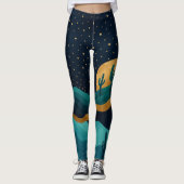 Leggings Golden Desert Nightscape - Cactus Art Abstrait (Devant)