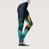 Leggings Golden Desert Nightscape - Cactus Art Abstrait (Droite)