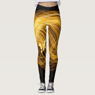 Leggings Golden Fire Works sur Dark Arrière - plan