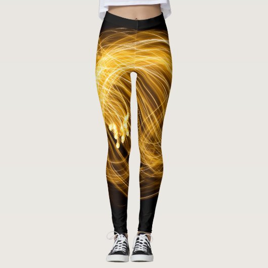 Leggings Golden Fire Works sur Dark Arrière - plan (Devant)