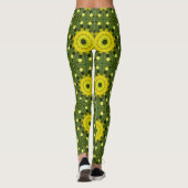Leggings Golden Green Sunburst Kaleidoscope motif floral (Dos)