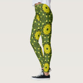 Leggings Golden Green Sunburst Kaleidoscope motif floral (Gauche)
