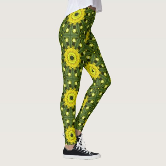 Leggings Golden Green Sunburst Kaleidoscope motif floral (Droite)