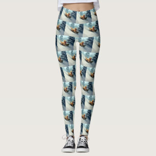 Leggings Golden Retriers Noël neige hiver