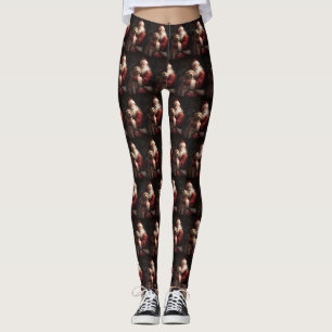 Leggings Golden Retriever with Santa Clause Christmas