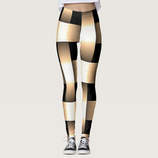 Leggings Golden Weight Design ~ Tan ~ Noir ~ Or ~ Or ~ (Devant)