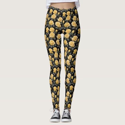 Leggings Golden Yellow Roses (Devant)