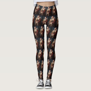 Leggings Goldendoodle avec Noël Festif du Père Noël