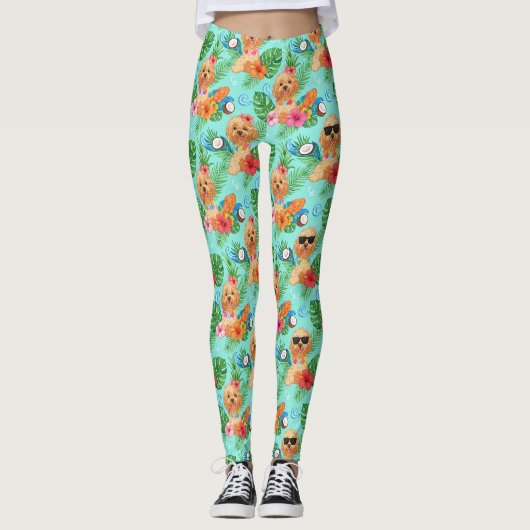 Leggings Goldendoodle Tropical de Plage (Devant)