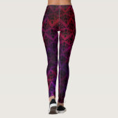Leggings Goth Damask avec noir sur violet et rouge (Dos)