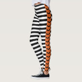 Leggings Goth Stripes Orange Bat strié Halloween (Gauche)