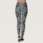Leggings Gothic black white 8 pointed star geometric design (Dos)