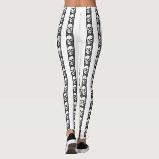 Leggings Gothic striped pattern with skulls (Dos)