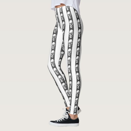 Leggings Gothic striped pattern with skulls (Gauche)