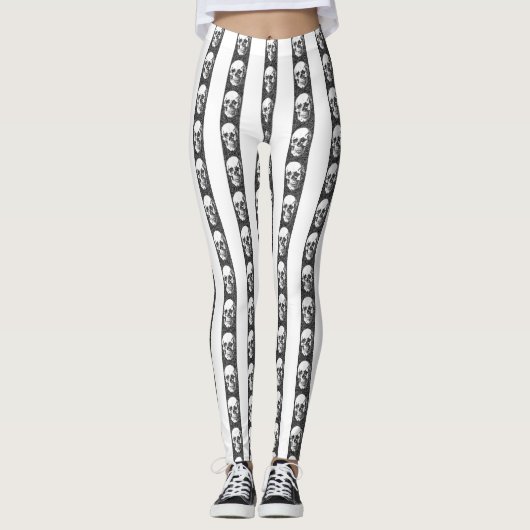 Leggings Gothic striped pattern with skulls (Devant)