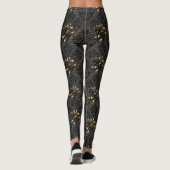 Leggings Gothique noir or rose damask élégant adulte (Dos)