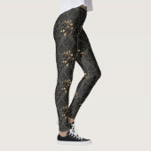 Leggings Gothique noir or rose damask élégant adulte (Droite)