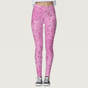Leggings gouttelettes d'eau roses chaudes