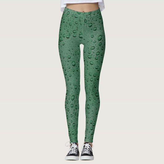 Leggings gouttelettes d'eau vertes (Devant)