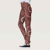 Leggings Grace Burgundy Daisy Paisley Embroidery Pattern (Gauche)