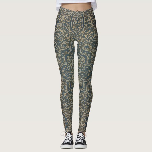 Leggings Grace Forest Green Lotus Paisley Artisan Pattern (Devant)