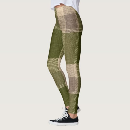 Leggings Grace Olive & Wheat Rustic Plaid Pattern Vol 77 (Gauche)