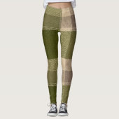 Leggings Grace Olive & Wheat Rustic Plaid Pattern Vol 77 (Devant)