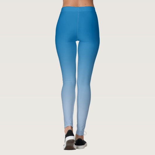 Leggings Gradient bleu ciel avec monogramme élégant (Dos)