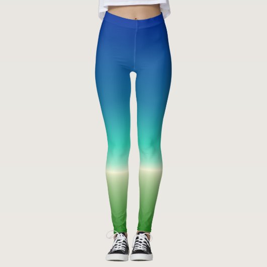 Leggings Gradient bleu-vert d'océan (Devant)