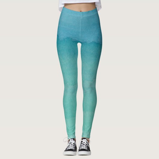 Leggings Gradient d'ombre de bleu de turquoise pour le (Devant)