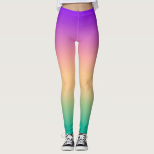 Leggings Gradient ombre green yellow pink purple soft blurr