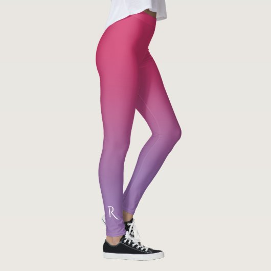 Leggings Gradient rose à violet avec un monogramme élégant (Droite)