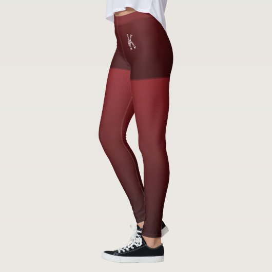 Leggings Gradient rouge foncé, Faux Shorts, Monogramme pers (Gauche)