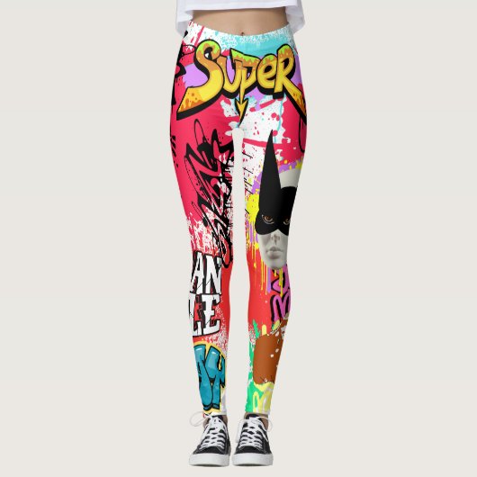 Leggings Graffiti à la peinture aérosol moderne et accroche (Devant)