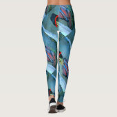 Leggings Graffiti abstrait bleu vert (Dos)