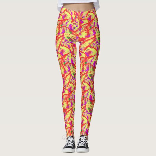 Leggings Graffiti Abstrait Brush Brush Peinture Legings (Devant)