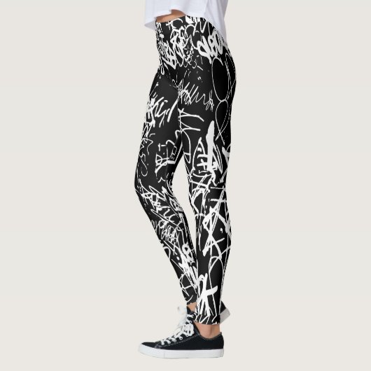 Leggings Graffiti Abstrait Collage Motif d'impression (Gauche)