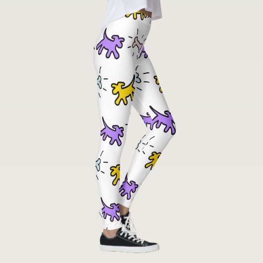 Leggings Graffiti de style Jaune violet chien 1 (Droite)