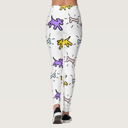 Leggings Graffiti de style Jaune violet chien 1 (Dos)